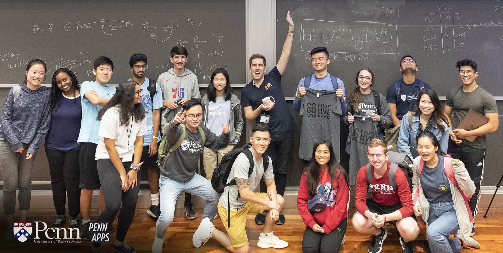 With students after a PennApps workshop, University of Pennsylvania